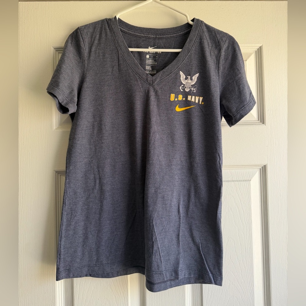 Nike U.S. Navy V-Neck Tee - Navy with Yellow Logo